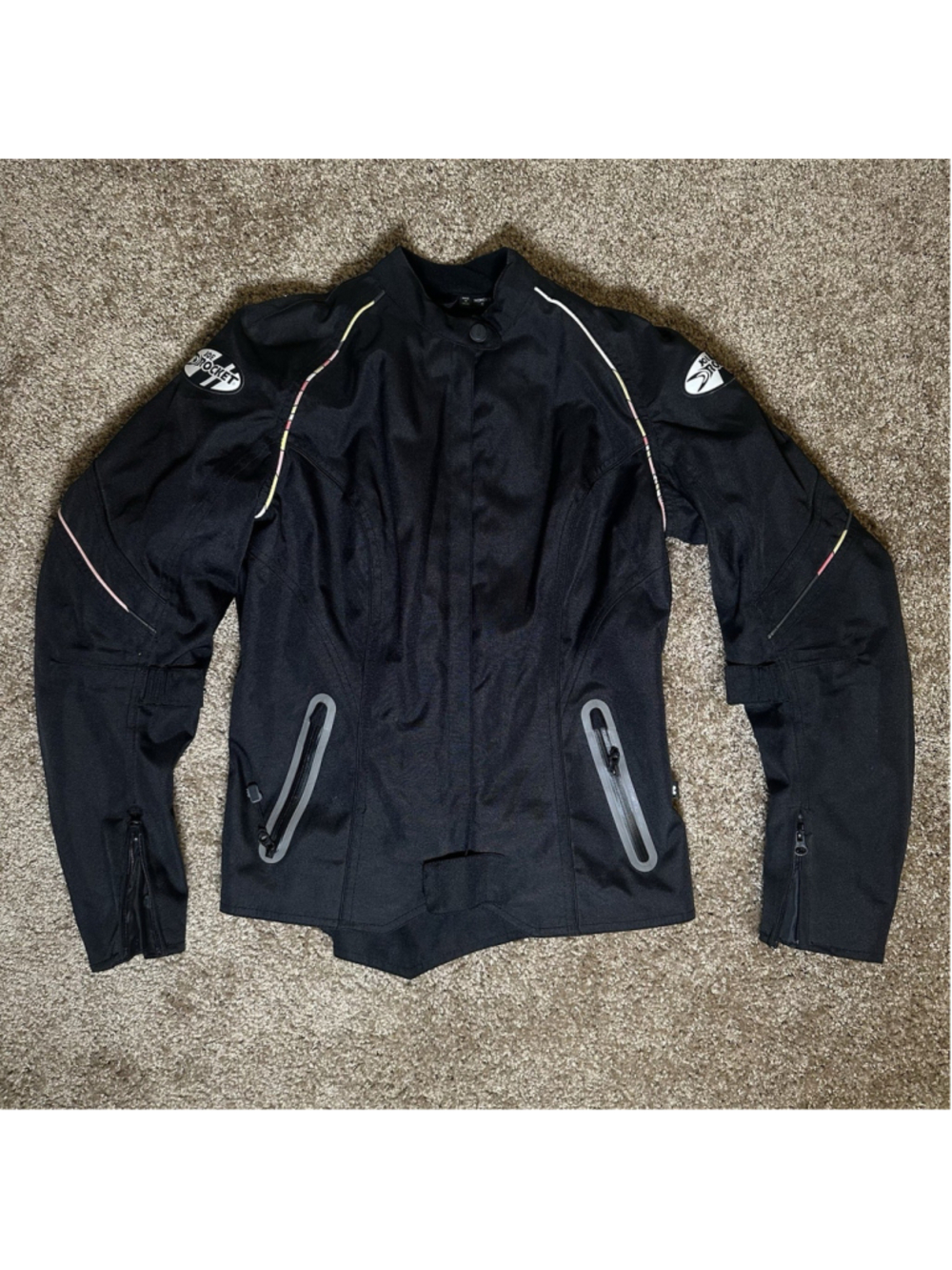 Joe Rocket Women’s Padded Motorcycle Jacket Sz Small Black & Pink Mesh Liner